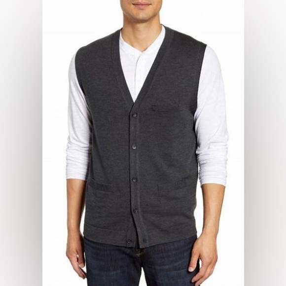 The Nordstrom Men’s Shop Merino Wool Gray Vest Sz XL - Picture 1 of 12